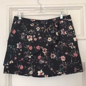 Zara dark floral neoprene mini skirt